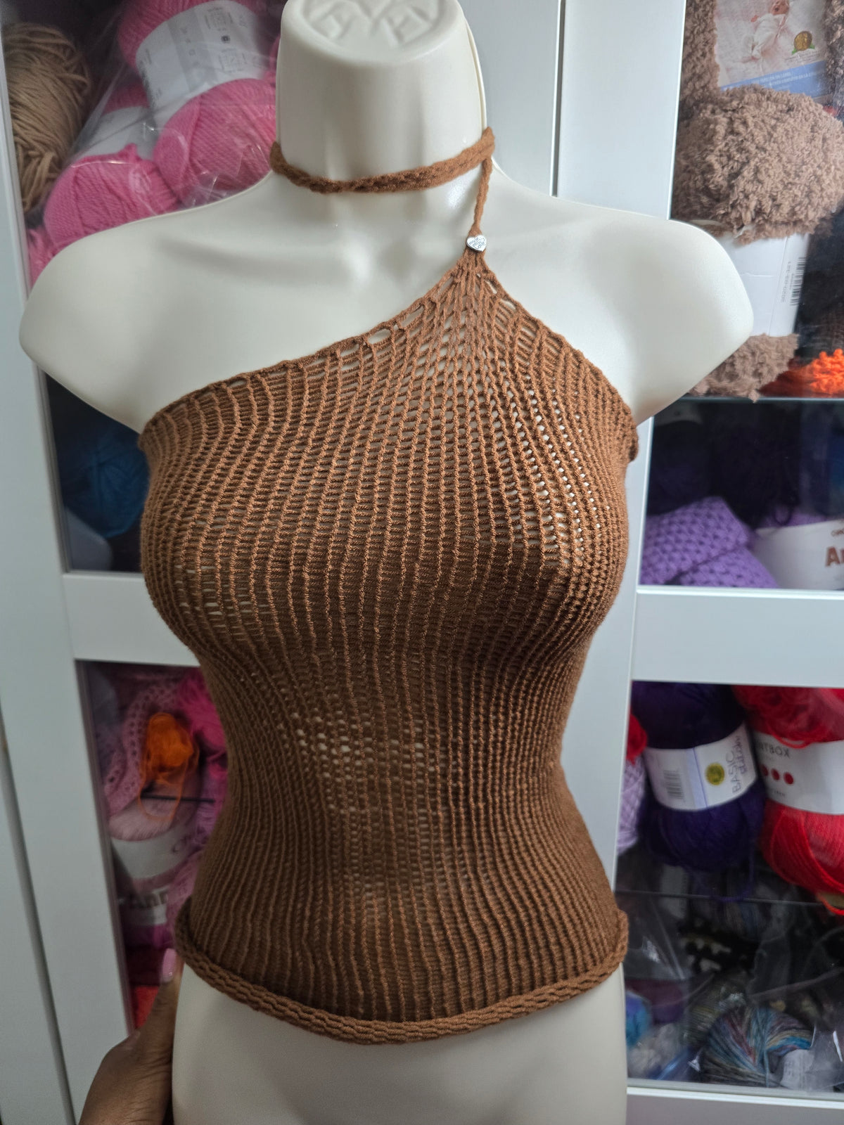 Asymmetrical LACE KNITT TOP SEE THROUGH TOP