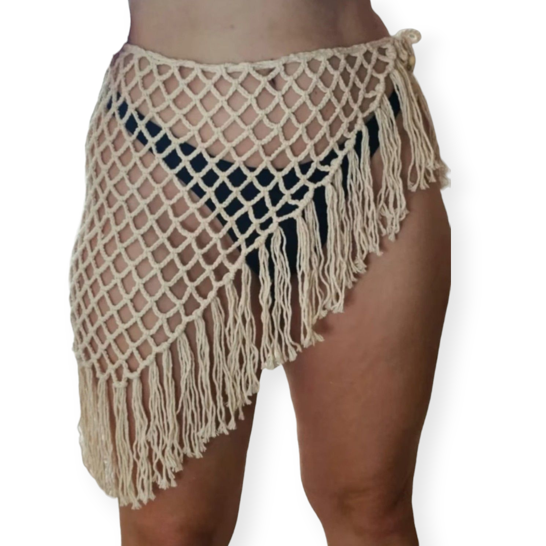 white crochet cover up