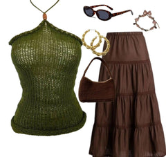 Slightly sheer top hand Knitt-top with  one beads