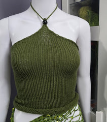 Crochet shorts and halter knitt top festival summer outfits 72 hours of artisan craftsmanship made in  New York.