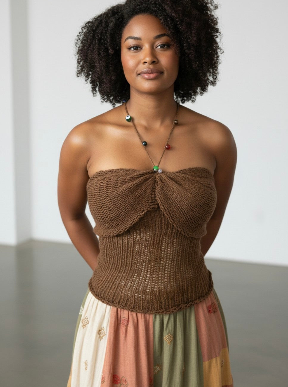 TORI KNIT TOP WITH GLASS  BEADS