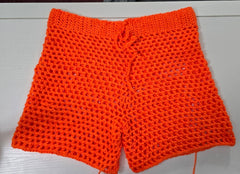 Crochet mesh beach shorts mid-waisted Hand-crocheted— 100% cotton, 20 hours of artisan craftsmanship New York.