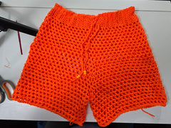 Crochet mesh beach shorts mid-waisted Hand-crocheted— 100% cotton, 20 hours of artisan craftsmanship New York.
