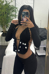 Sequins black crochet top