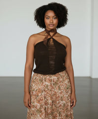 🎀 Haut en tricot asymétrique à col licou et haut déchiré