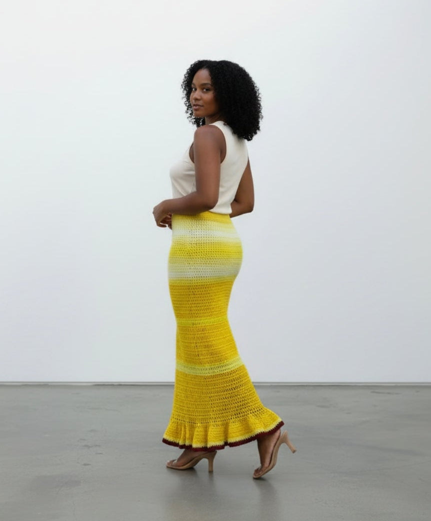 The April maxi skirt Hand-crocheted 120 hours of artisan craftsmanship New York.