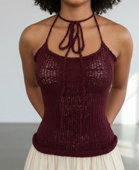 Serina hand Knitt-top summer top Semi-Sheer knitt top