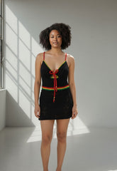 Black rasta Crochet top Hand-crochet top. 100% cotton, 20 hours of artisan craftsmanship. Designed for effortless resort elegance, made sustainably in New York.