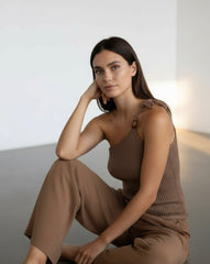 Hand-knitted top with beads design  to cover fully no see through  Asymmetrical full coverage top