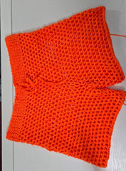 Crochet mesh beach shorts mid-waisted Hand-crocheted— 100% cotton, 20 hours of artisan craftsmanship New York.