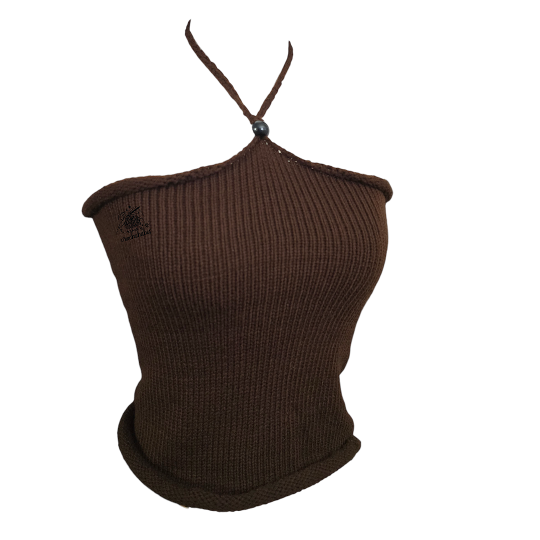 Haut d'été en tricot à col licou couvrant