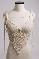 Pearlina Luxury Crochet Top Hand-crocheted— 100% cotton, 20 hours of artisan craftsmanship New York.