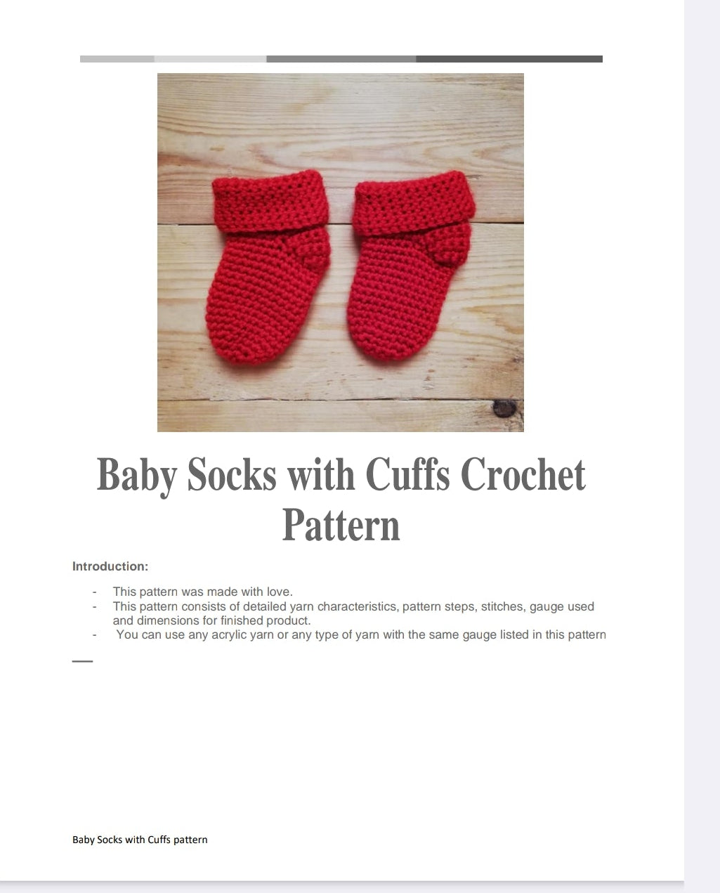 Baby Socks with Cuffs Crochet Pattern