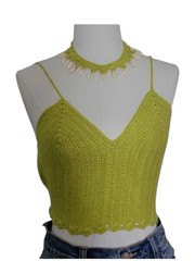 Hand Crochet top with Cowry necklace