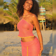 Haut tube en tricot rose