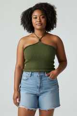 Olive green knitt summer top