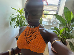 Croptop crochet haut licou TOPS pour femmes tendance