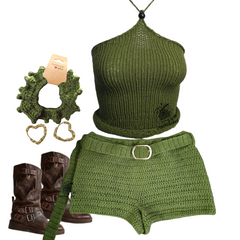 Crochet shorts and halter knitt top Cust