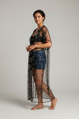 Resort dress loose maxi dress beach Coverup Floral Dress/ crochet dress