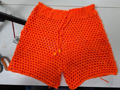 Crochet mesh beach shorts High-waisted