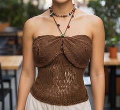 TORI KNITT TOP WITH GLASS  BEADS