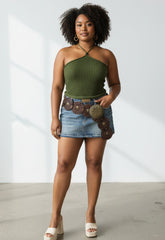 Olive green knitt summer top "Fully coverage Knit-top"