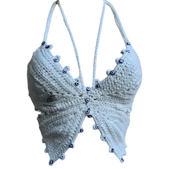 Haut au crochet avec détails papillon et mauvais œil