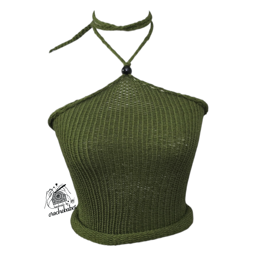 Haut d'été en tricot vert olive