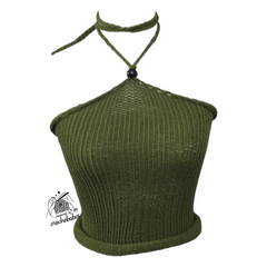 Haut d'été en tricot vert olive