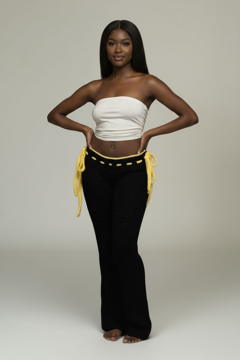 Black Crochet long pants