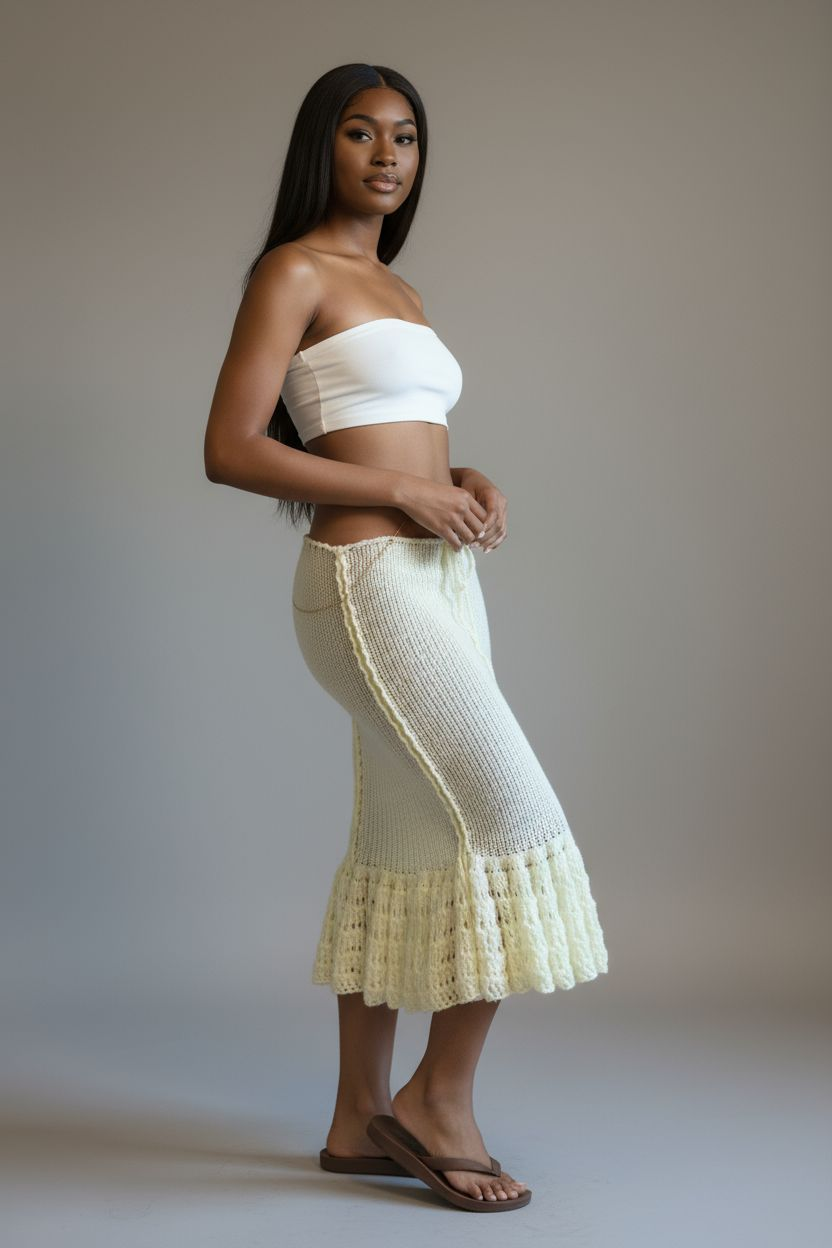 Knitt crochet midi skirt mermaid skirts