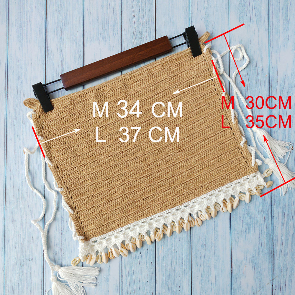 Haut de bikini deux pièces à franges au crochet et jupe Boho Fringe Halter Top, Crop Top au crochet, Top femme à franges, Bralette femme