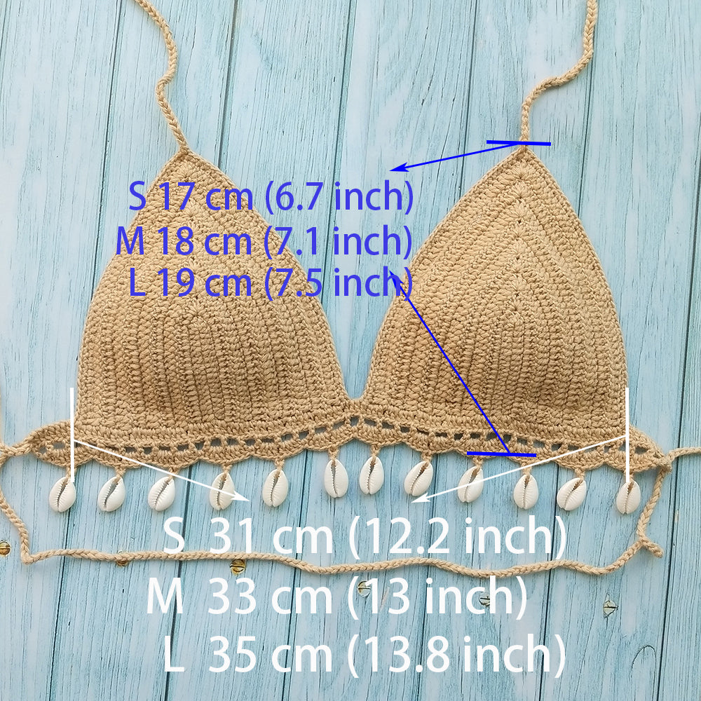 Haut de bikini deux pièces à franges au crochet et jupe Boho Fringe Halter Top, Crop Top au crochet, Top femme à franges, Bralette femme