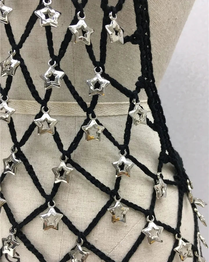 Robe mini en maille crochetée étoile (sur mesure sera réalisée en 1 à 6 semaines)