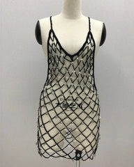 Robe mini en maille crochetée étoile (sur mesure sera réalisée en 1 à 6 semaines)