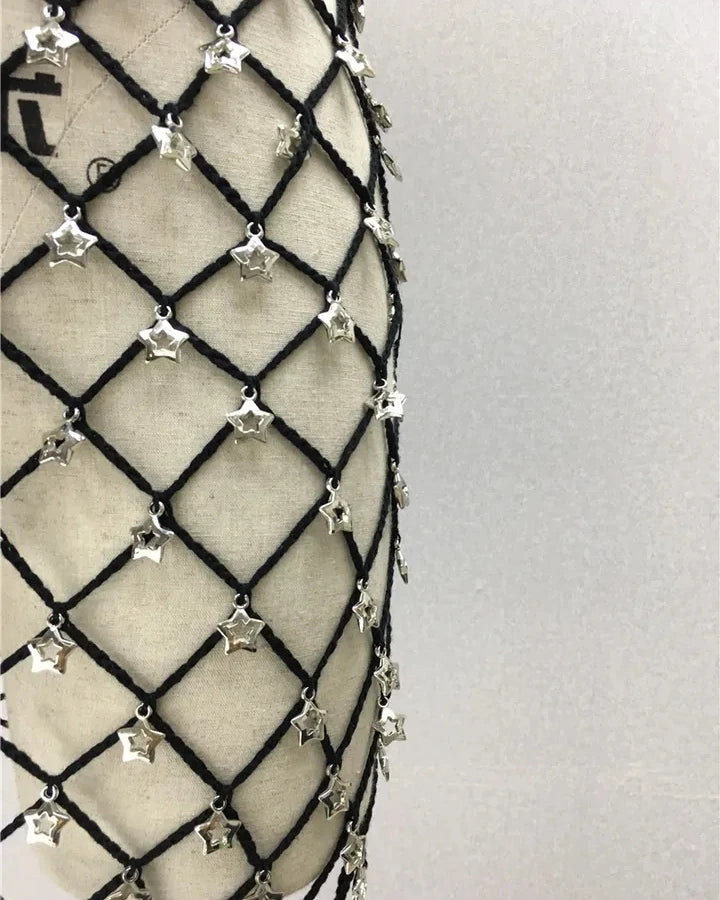 Robe mini en maille crochetée étoile (sur mesure sera réalisée en 1 à 6 semaines)