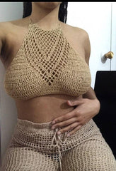 Croptop crochet haut licou TOPS pour femmes tendance