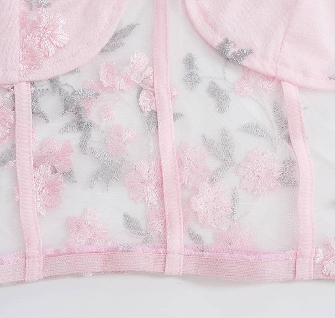 Haut corset à broderie florale